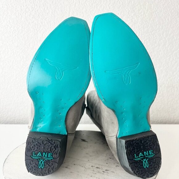 Lane EMMA JANE Womens Cowboy Boots 9.5 Gray Leather Western Cowgirl Mid Calf - Picture 10 of 13